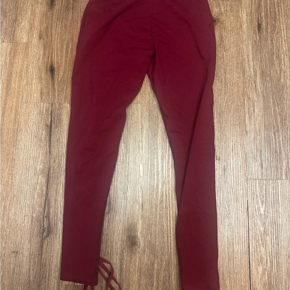Love Tree Lace-Up Pixie Pant Corset Style Leggings Size SMALL Burgundy - Picture 6 of 6